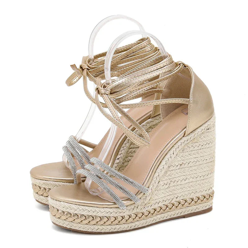 Gladiator Solid Platform Wedges Sandals - Piña Colada