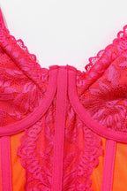 Lace Colorful Backless Corset Low-cut Underwire - Piña Colada