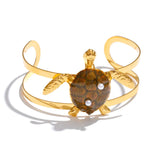 Conch Turtle Shell Wide Cuff Bracelet - Piña Colada