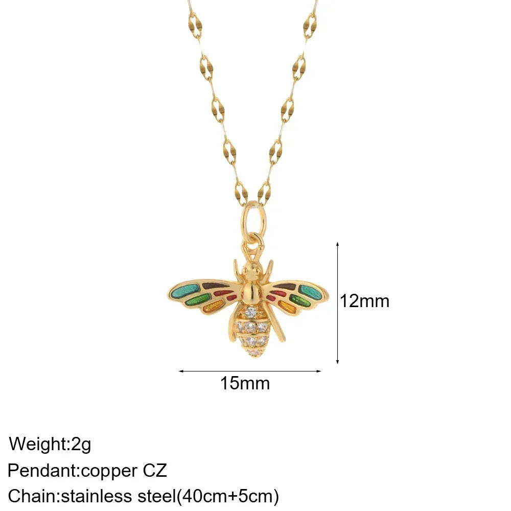 Gold Pendant Long Stainless Steel Chains - Piña Colada