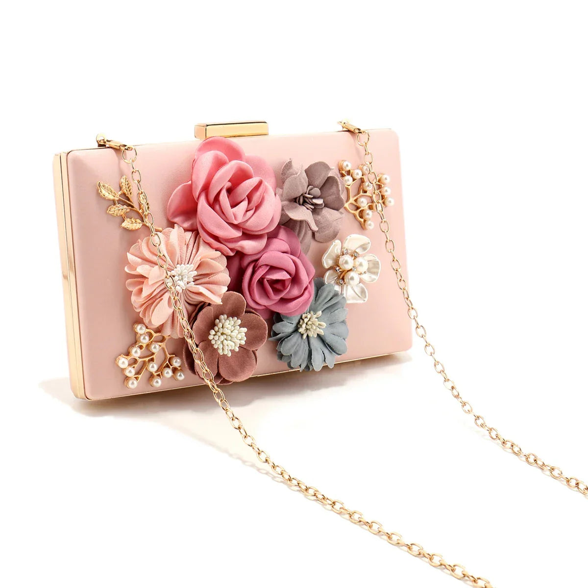 Floral Beaded Pearl Clutch - Piña Colada