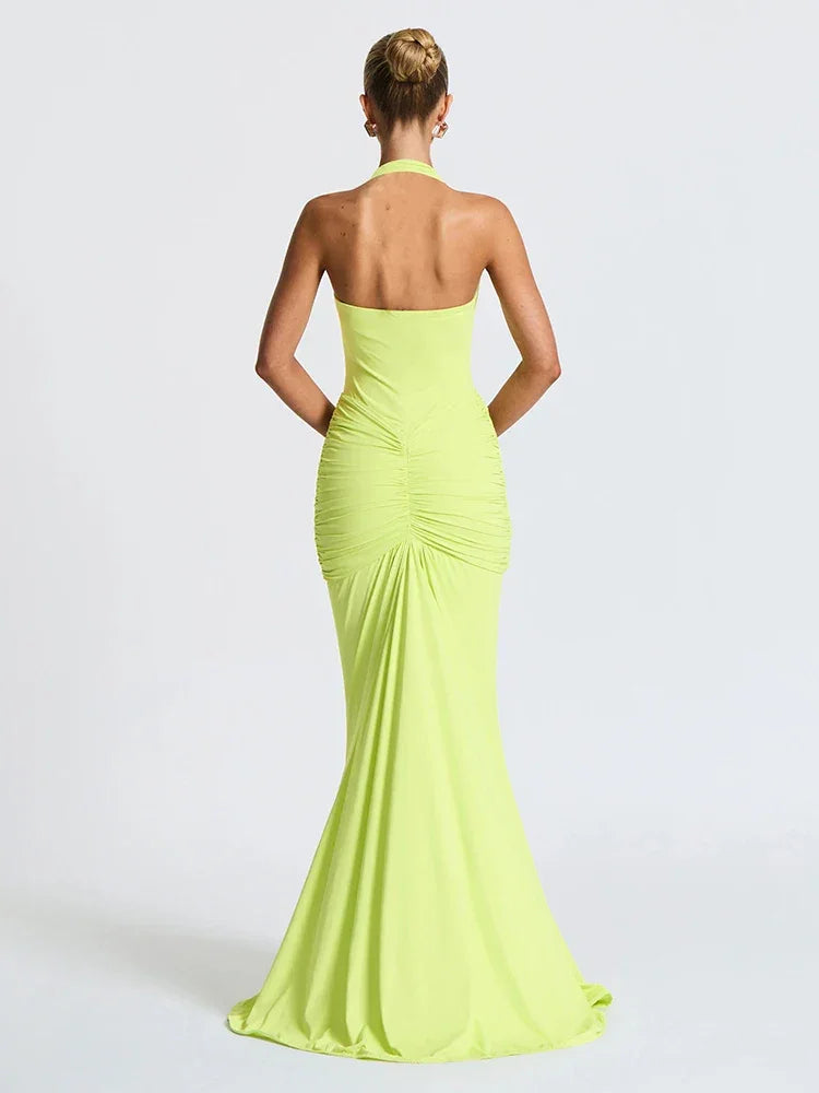 Maxi Dress Classic Solid Low Neck - Piña Colada