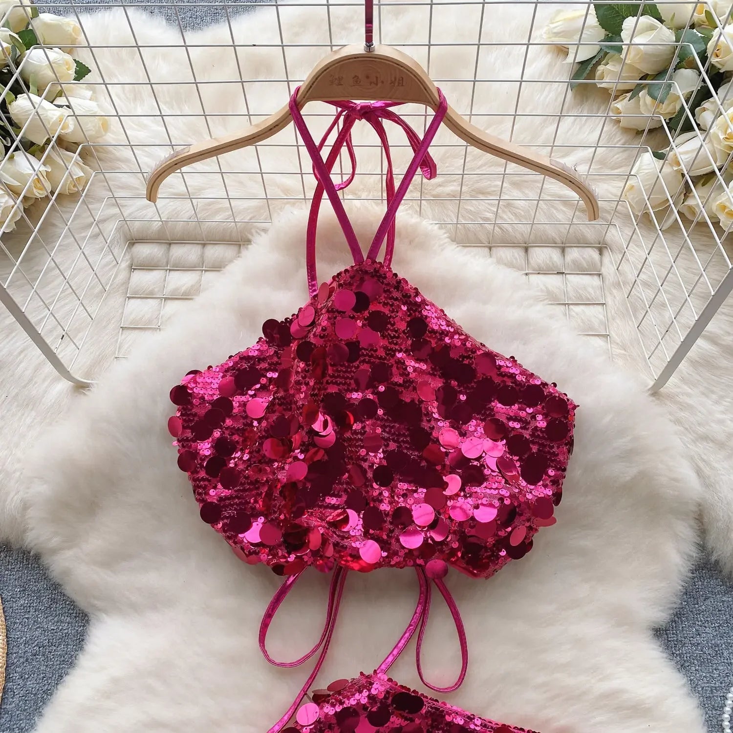 Sequin Top And Skirt Set Sparkly - Piña Colada