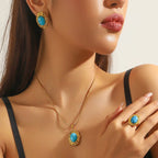 316L Stainless Steel Golden Turquoise Pendant - Piña Colada