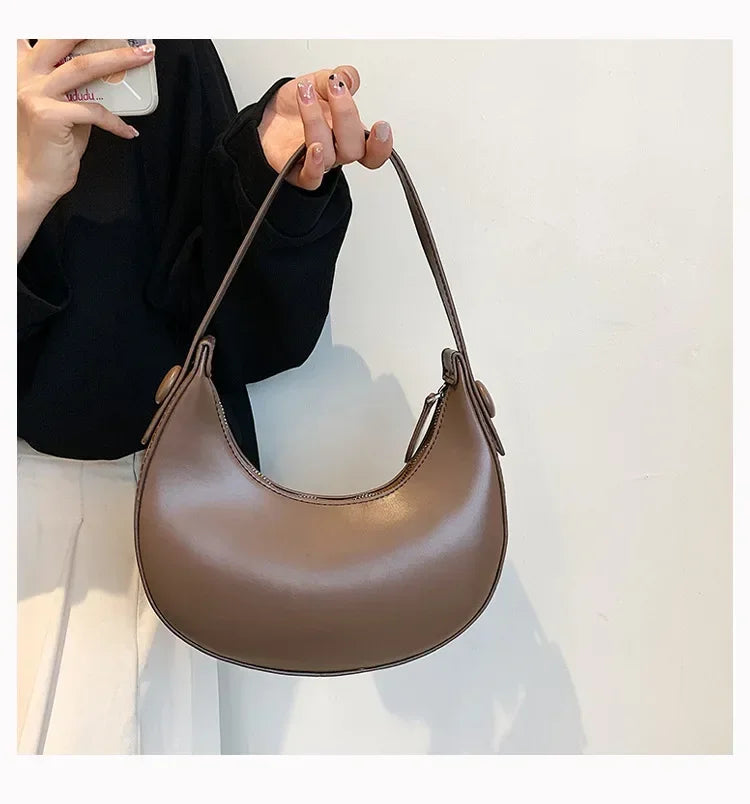 Cute Half Crescent Bag Leather