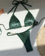Leopard Pearl Mini Thong Bikini - Piña Colada