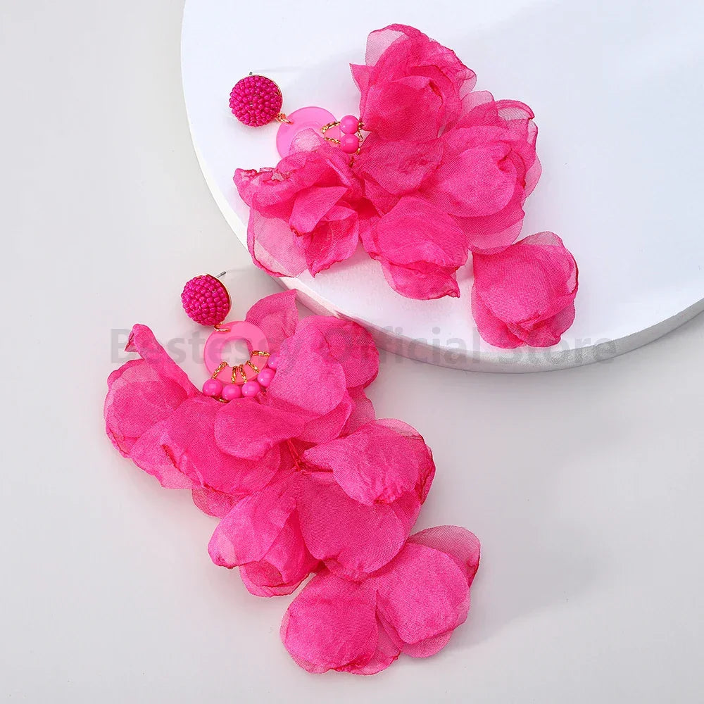 Boho Multicolor Cotton Flower Earrings - Piña Colada