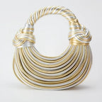 Gold Knotted Noodle Shoulder Bag – Luxury PU Hobo Clutch - Piña Colada