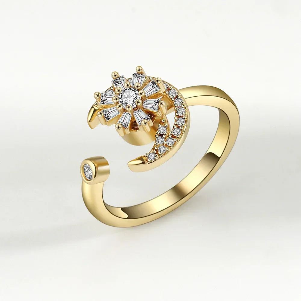 Spinner Ring Crystal Flower - Piña Colada
