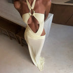 Halter Bodysuit & Maxi Skirt Set - Piña Colada