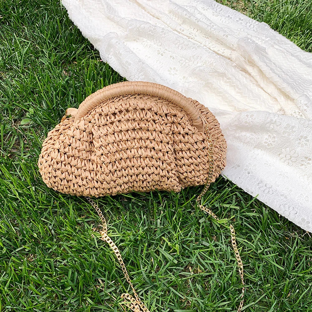 Straw Woven Bag Chain Strap - Piña Colada