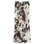 Satin Long Skirts Animal Print - Piña Colada