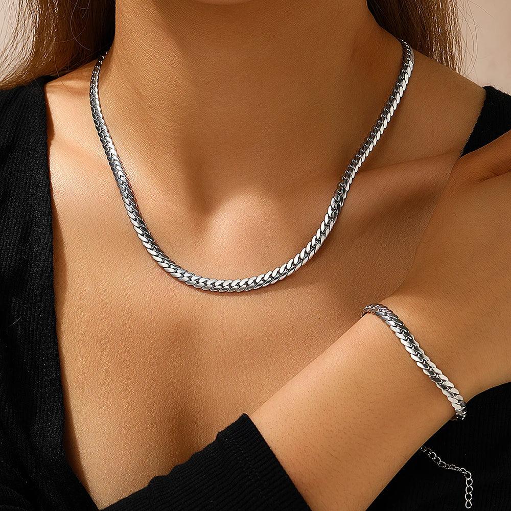 Geometric Stainless Steel Jewelry Set - Piña Colada