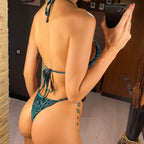 Leopard Pearl Mini Thong Bikini - Piña Colada