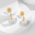 Blue Shell Earrings - Piña Colada