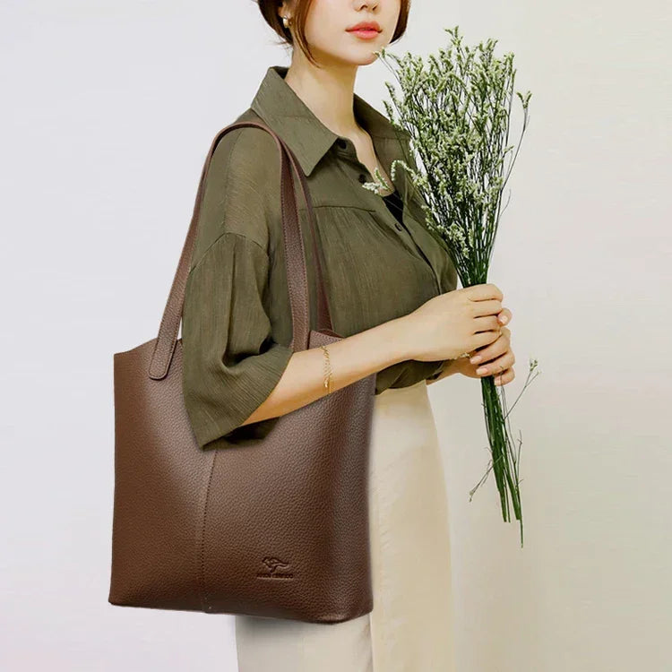 Soft Leather Shoulder Bag - Piña Colada