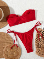Solid Ring Detail Bikini Set - Piña Colada
