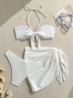 3-Piece Leopard Mesh Bikini Set – Starfish Charm & Bandeau Top - Piña Colada