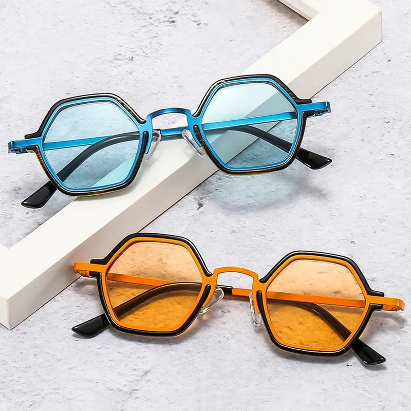 Retro Polygon Square Sunglasses - Piña Colada