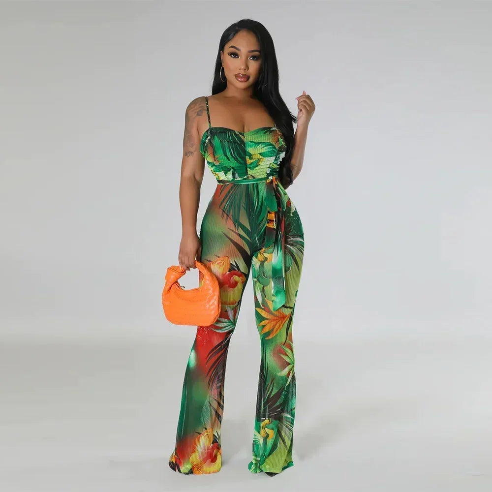 Floral Bodycon Jumpsuit - Piña Colada