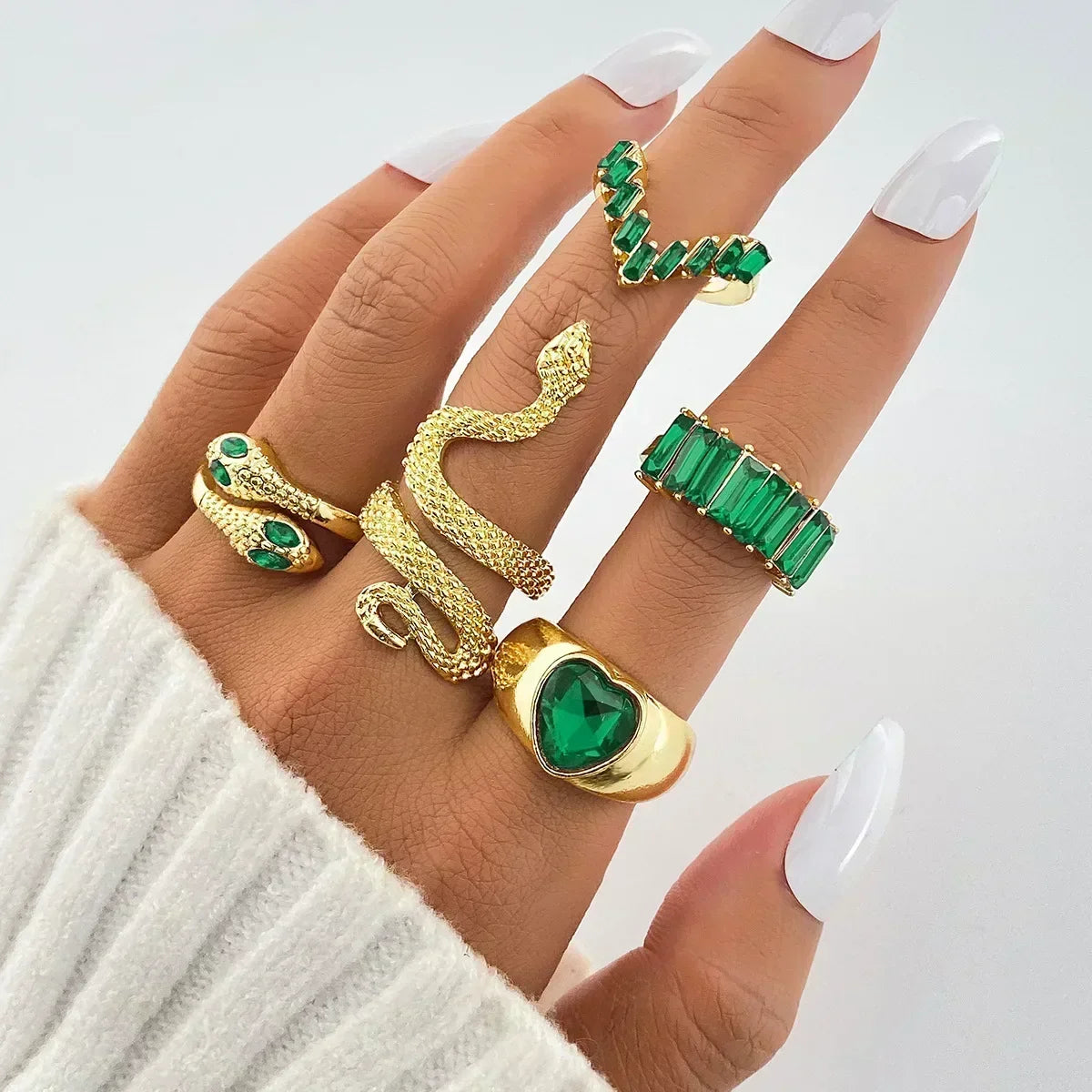 9Pcs/Set Vintage Gold Rings Set - Piña Colada