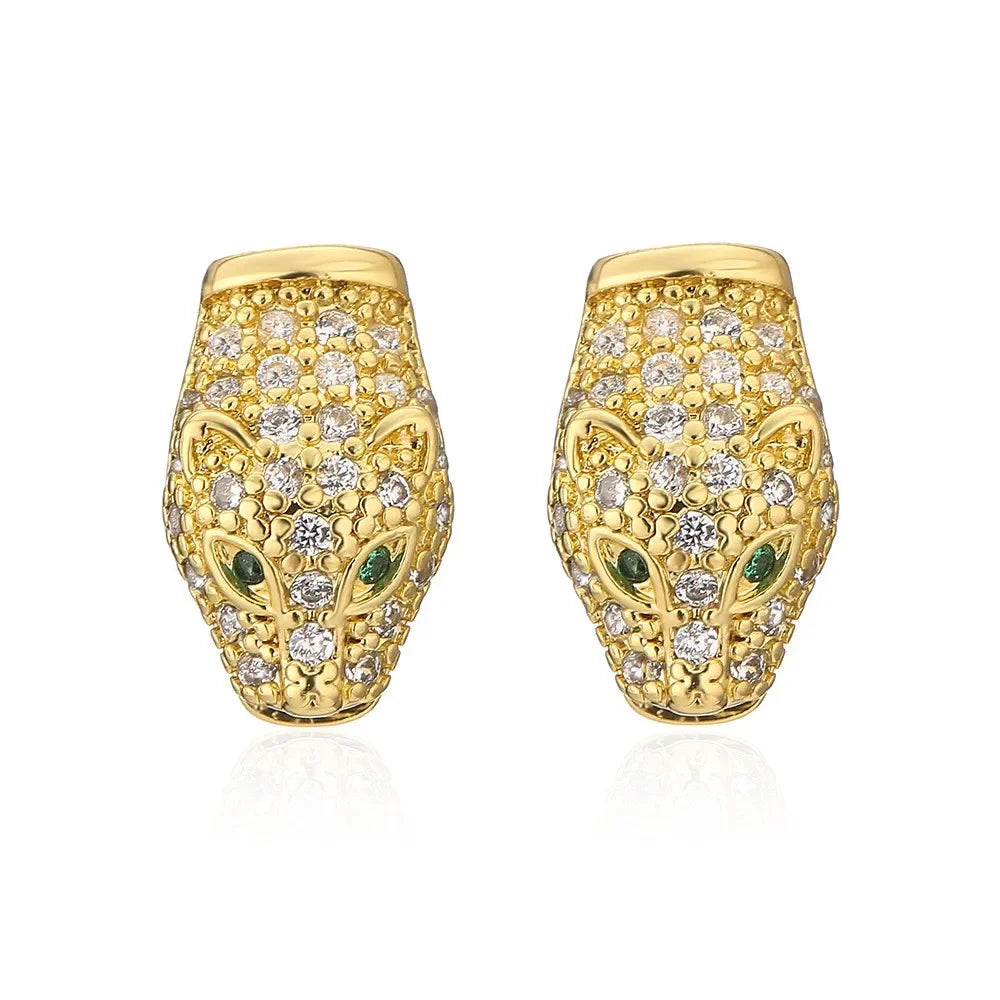 Leopard Head Stud Earrings - Piña Colada