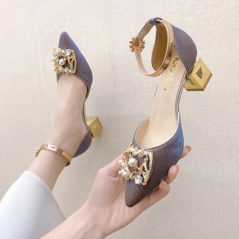 Bling Crystal High Heels Pumps - Piña Colada