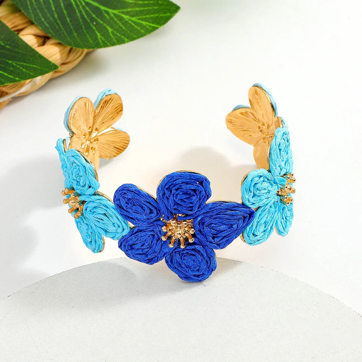 Flower Woven Cuff Bracelet Women - Piña Colada