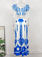 Hand-Painted Oversized 2-Piece Set – Backless Crop Top & Flowing Skirt - Piña Colada