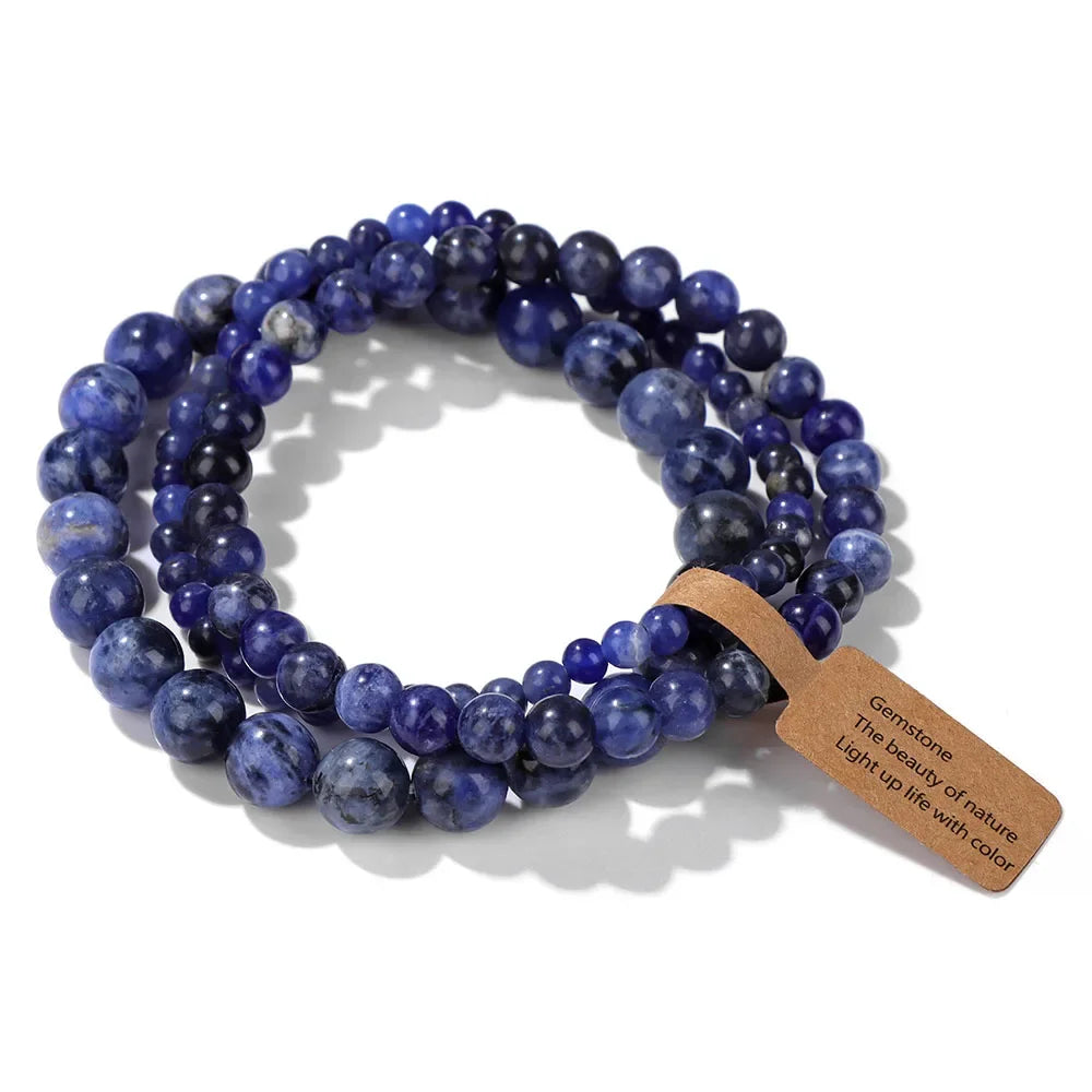 3Pcs Natural Stone Beaded Bracelets Set - Piña Colada