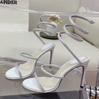 Fashion Snake Twine Around Crystal Women Sandals - Piña Colada