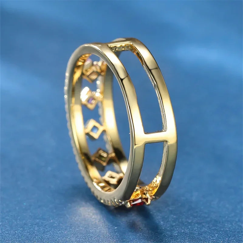 Dainty Square Zircon Ring - Piña Colada