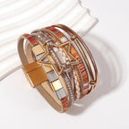 Hollow Star Weave Leather Bracelet - Piña Colada