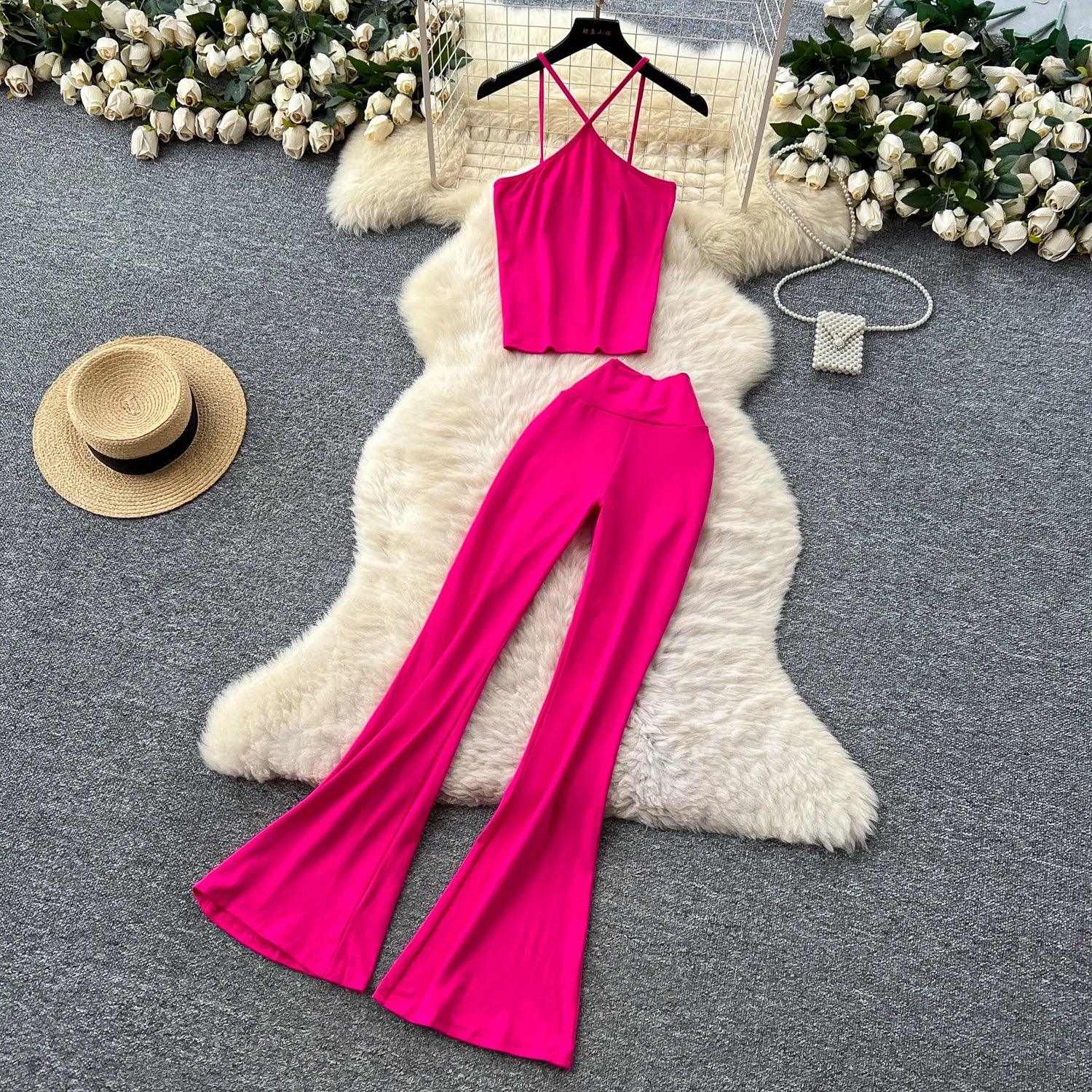 Unidance Pleated Square Neck Two-Piece Set – Casual Chic for Spring/Summer - Piña Colada