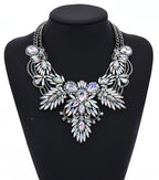 Crystal Rhinestone Tassel Large Collar - Piña Colada