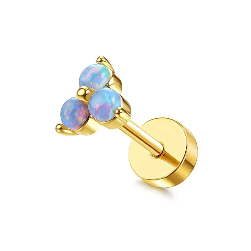 Moon-Shaped Screw-Back Stud Earring - Piña Colada