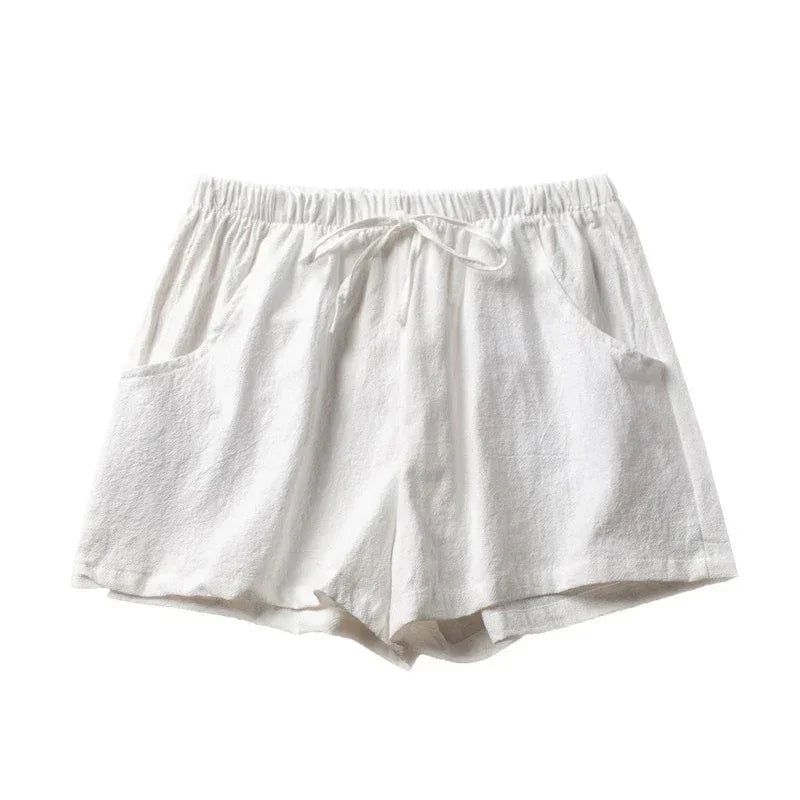 Summer Women Cotton Linen Shorts - Piña Colada