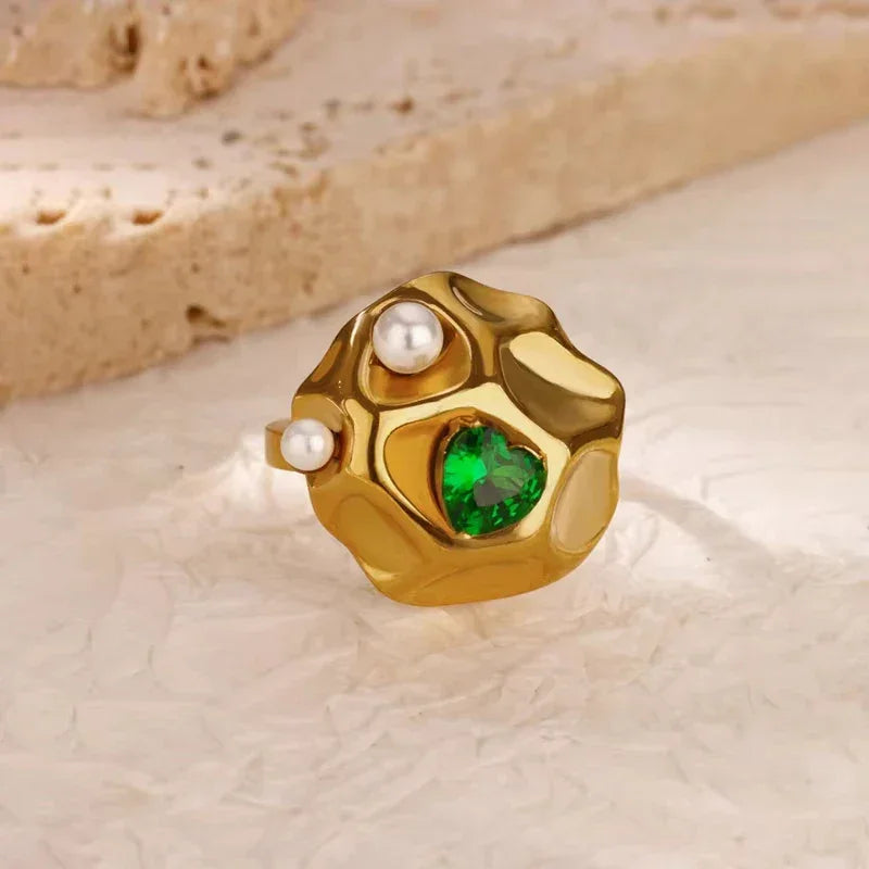 Stainless Steel Green Zircon - Piña Colada