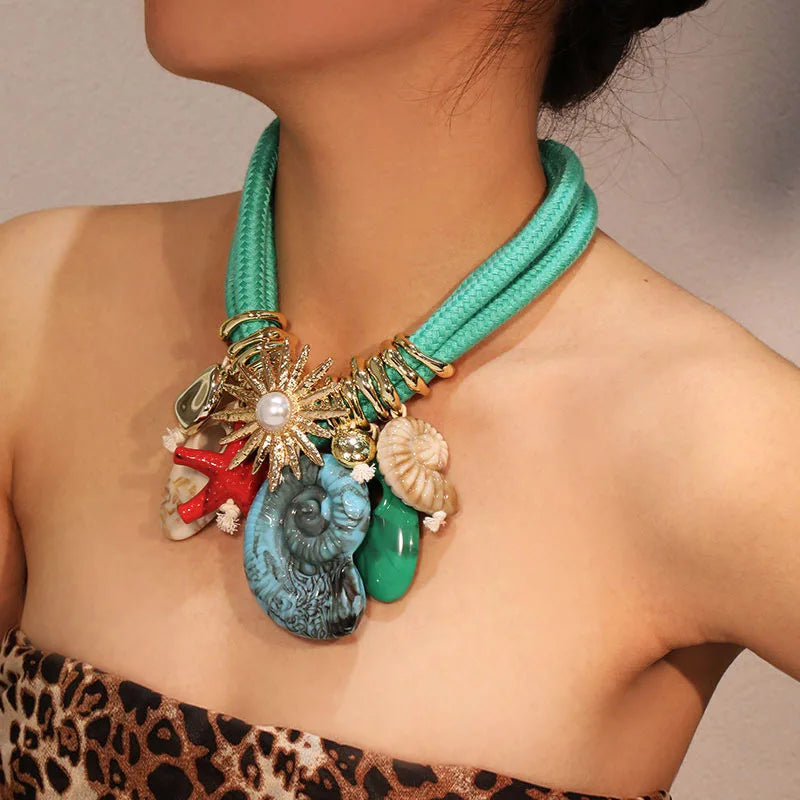 Vintage Floral Acrylic Pendant Necklace