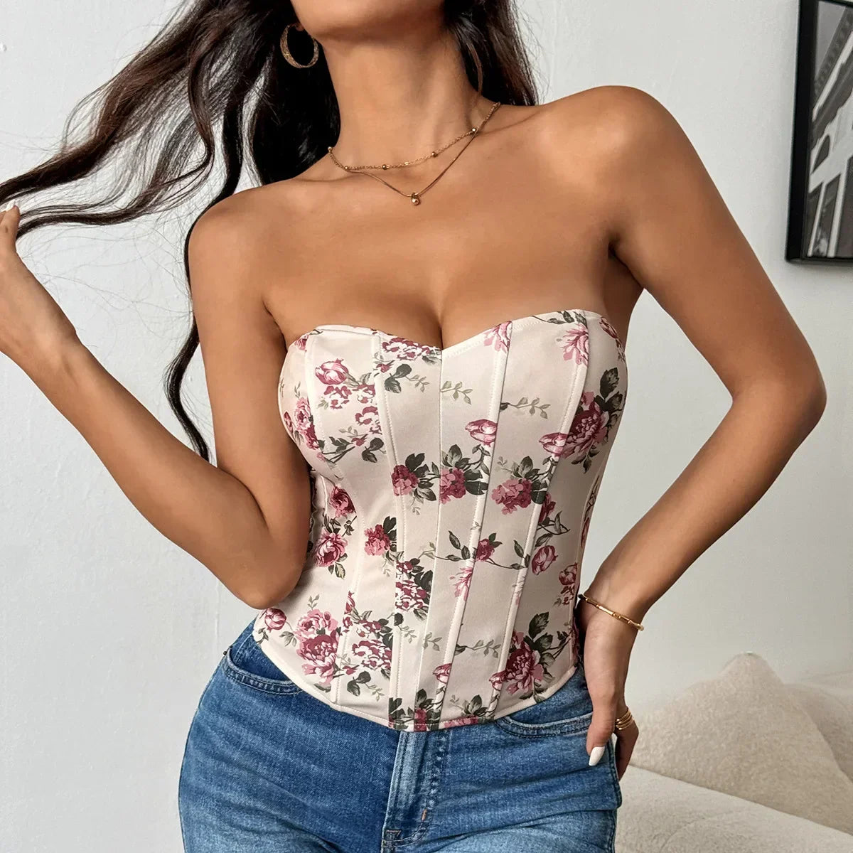 Off Shoulder Tank Top Low Cut Open Back - Piña Colada