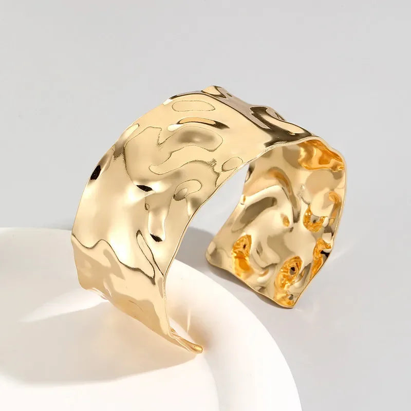 Wide Large Metal Cuff Open Bangles - Piña Colada