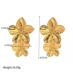 Metal Leaf Stud Earrings - Piña Colada