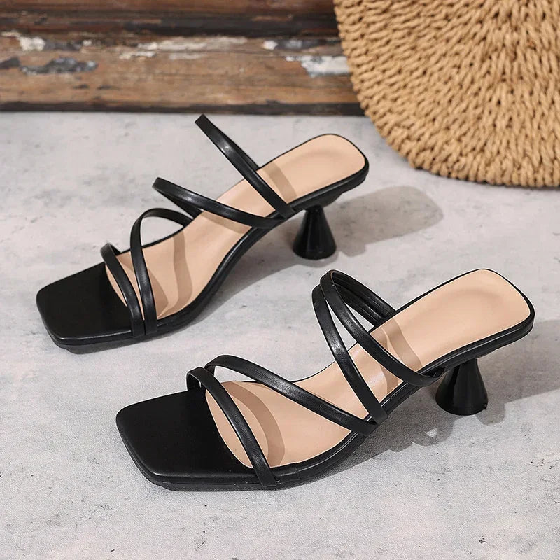 Strappy High Heel Gladiator Sandals - Piña Colada