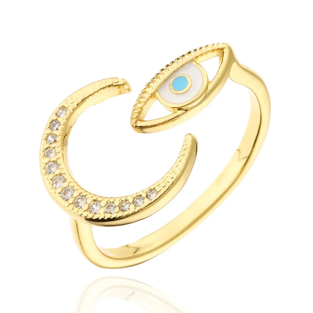 Hollowed out Evil Eye Ring - Piña Colada
