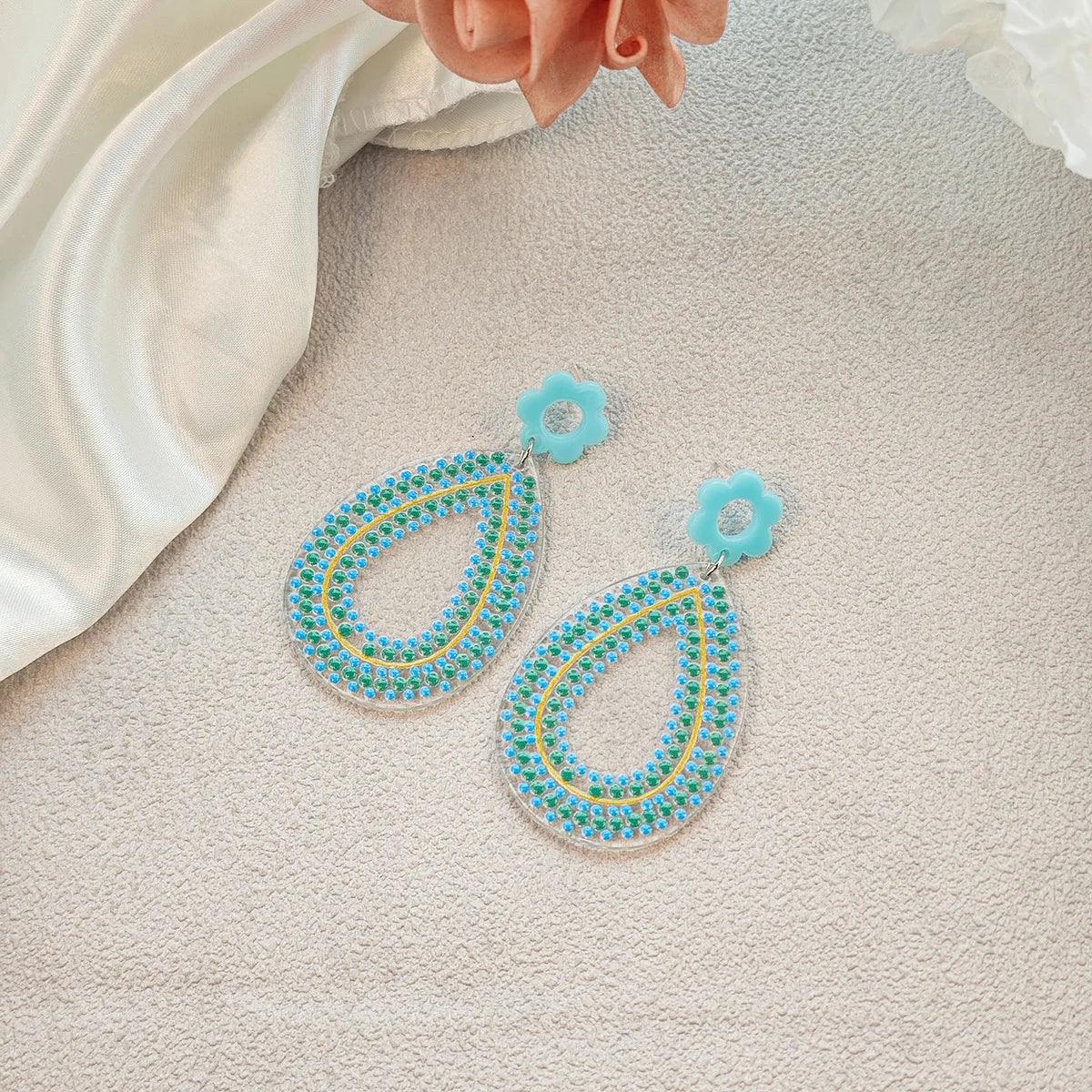 Boho Colorful Acrylic Charm Earrings - Piña Colada