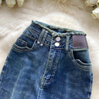 High-Waisted Flared Denim Pants with Faux Zippers – Streetwear Style - Piña Colada