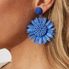 Boho Handmade Rattan Drop Earrings Flower - Piña Colada