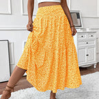 Floral Print Elastic Waist Loose - Piña Colada