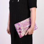 Floral Sequin Straw Clutch - Piña Colada