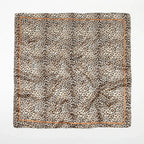 Leopard Print Square Scarf Satin Silk - Piña Colada